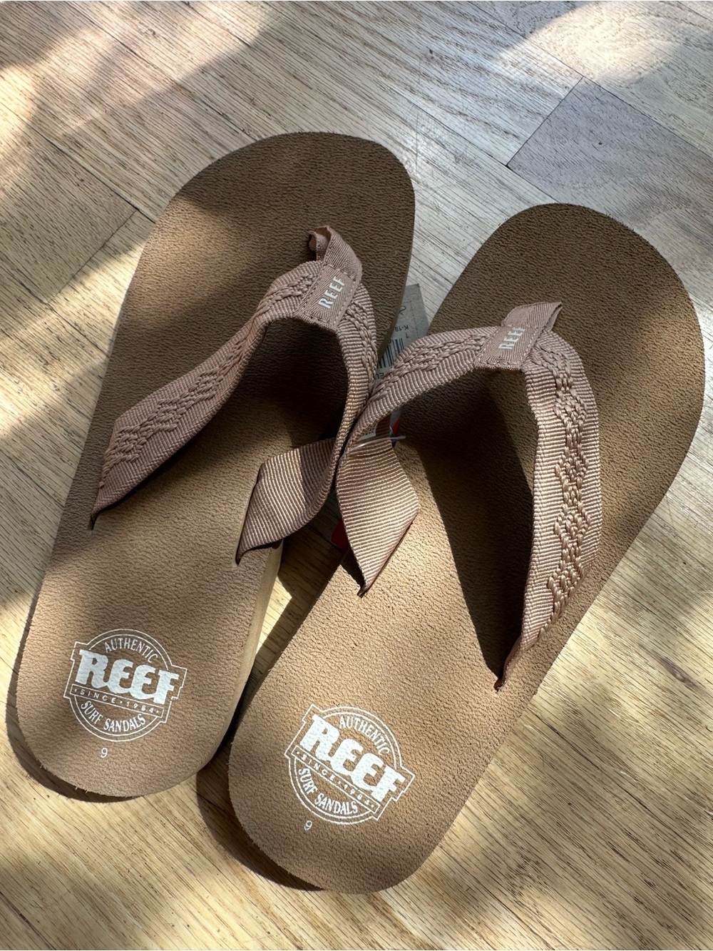 Reef Tan Woven Strap Flip Flops
